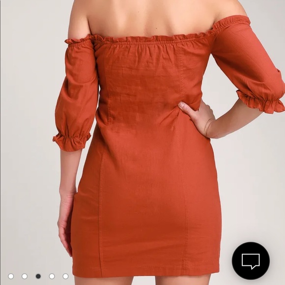 LULUS See Ya Later Terra Cotta Off-the-Shoulder Lace-Up Dress - Picture 2 of 4